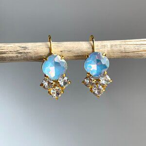 NEW ~ Anthropologie Blue Opal Crystal Drop Earrings
